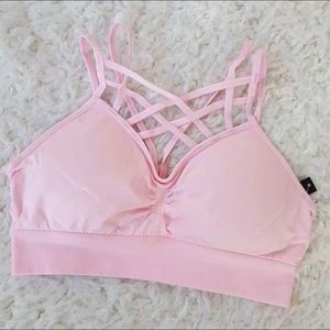 Baby pink criss Cross Sports Bra Bralette